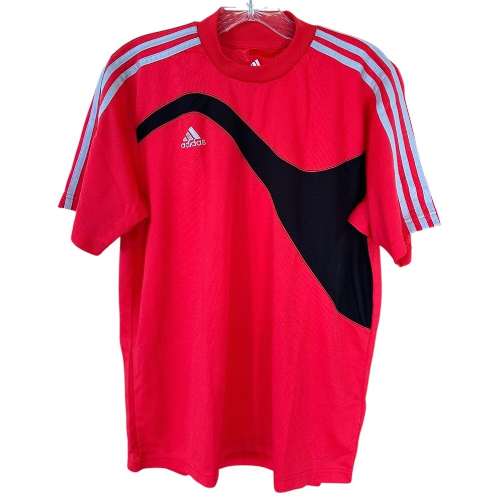 Adidas Big Boy's Vintage Mesh Jersey Short Sleeve Size XL Red Black